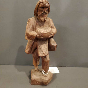 11" Hand Carved Wood Peasant Figurine