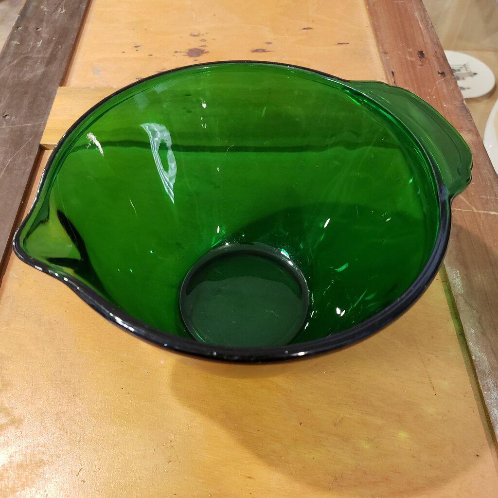 VINTAGE Emerald Green Glass Mixing Bowl