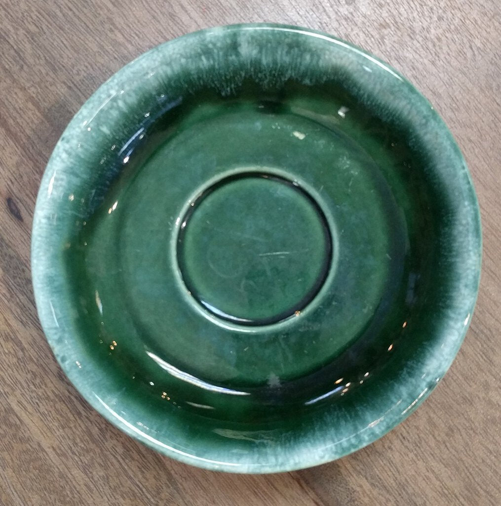 Vintage Hull USA Pottery Green Agate Saucer