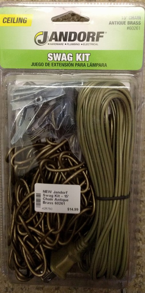 NEW Jandorf Swag Kit 15' Chain Antique Brass 60261 Starboard Home