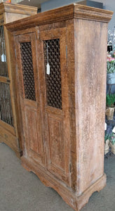 Vintage Primitive 2 Door Cabinet with Wood & Iron Door from India
