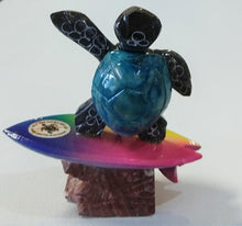 Load image into Gallery viewer, NEW Hand-carved Marble Sea Turtle Standing On Surfboard N1 - Ecuador