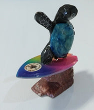 Load image into Gallery viewer, NEW Hand-carved Marble Sea Turtle Standing On Surfboard N1 - Ecuador