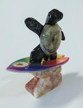 Load image into Gallery viewer, NEW Hand-carved Marble Sea Turtle Standing On Surfboard N1 - Ecuador