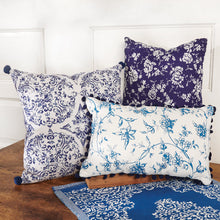 Load image into Gallery viewer, NEW Indigo Floral Pillow - 116444