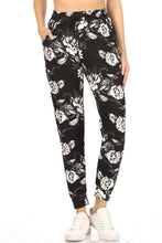 Load image into Gallery viewer, NEW Joggers - Black with Rose Print JGA-R552
