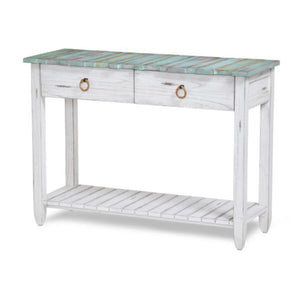 NEW Picket Fence Console Table - Distressed Bleu & White