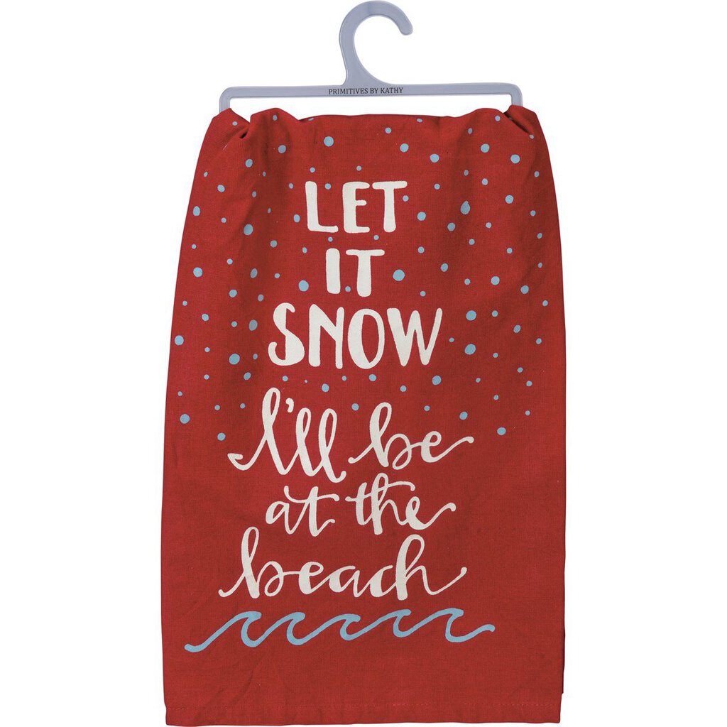 NEW Dish Towel - Let It Snow I'll Be At The Beach - 100526