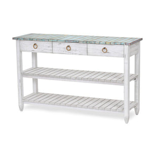 NEW Picket Fence Entertainment Center - Distressed Bleu/White Finish