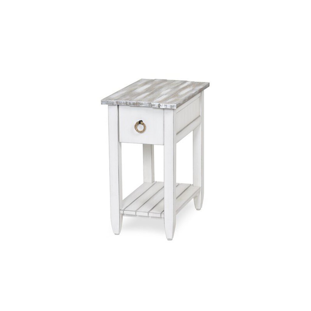 NEW Picket Fence Chairside Table - Grey/Blanc Finish