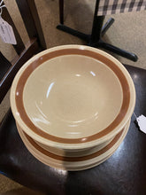Load image into Gallery viewer, Vintage 10 PC Set Cupboard Craft "Brown Sugar" Stoneware: 4 Dinner Plates, 4 Salad/Lunch Plates, 1 Platter, &amp; 1 Serving Bowl

