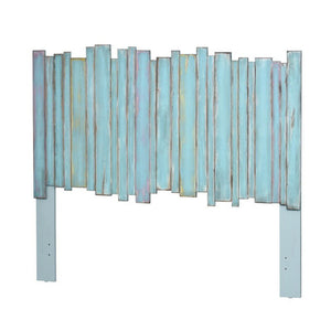 NEW Picket Fence Headboard - Distressed Bleu Finish