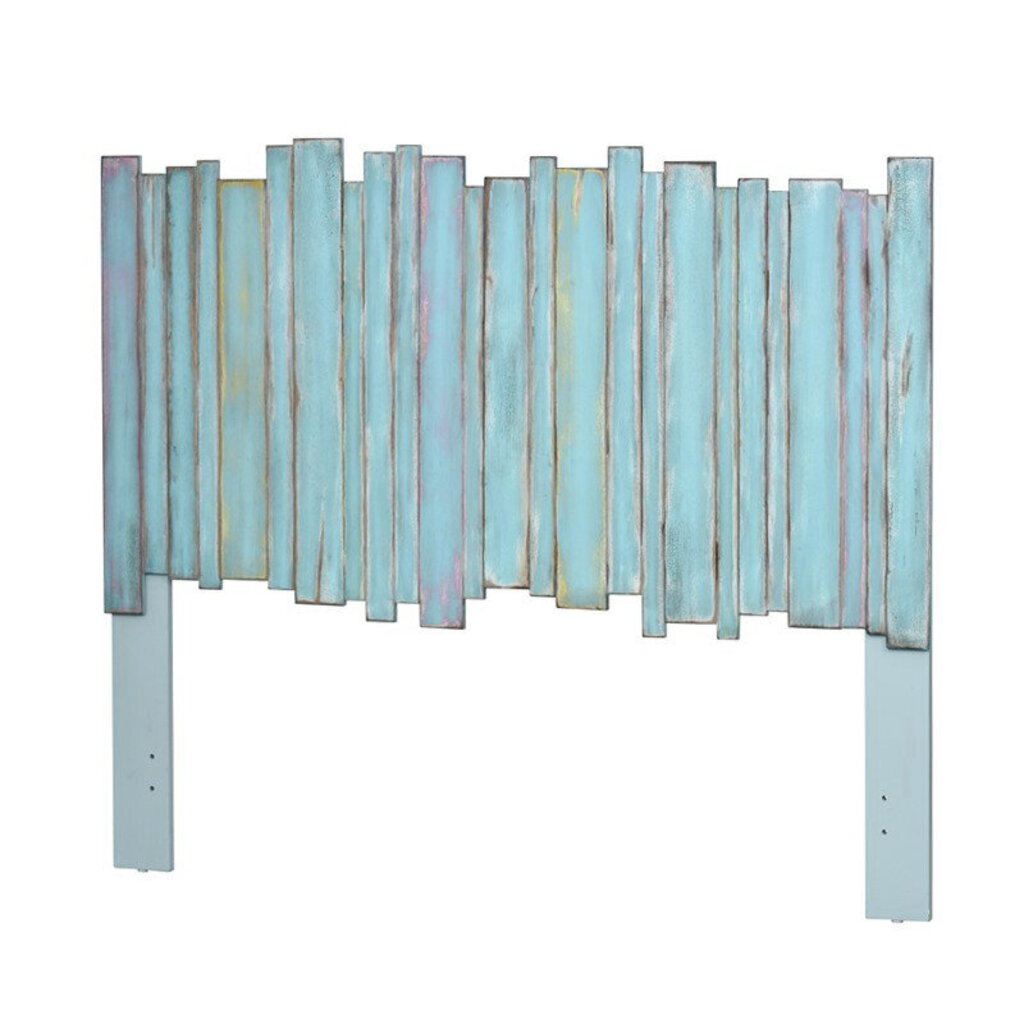 NEW Picket Fence Headboard - Distressed Bleu Finish