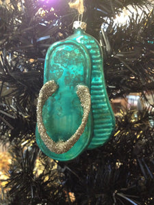 NEW Glass Ornament - Flip Flops - 36153
