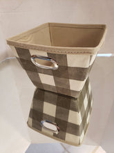 Load image into Gallery viewer, NEW - Beige Plaid Canvas Storage Bin - 8" x 9"
