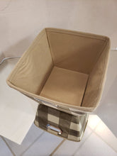 Load image into Gallery viewer, NEW - Beige Plaid Canvas Storage Bin - 8" x 9"
