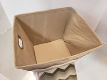 Load image into Gallery viewer, NEW - Beige and Brown Chevron Canvas Storage Bin - 9" x 10"
