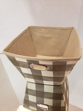 Load image into Gallery viewer, NEW - Beige Plaid Canvas Storage Bin - 9" x 10"
