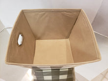 Load image into Gallery viewer, NEW - Beige Plaid Canvas Storage Bin - 9" x 10"
