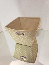 Load image into Gallery viewer, NEW - Beige Polka Dot Canvas Storage Bin - 9" x 10"
