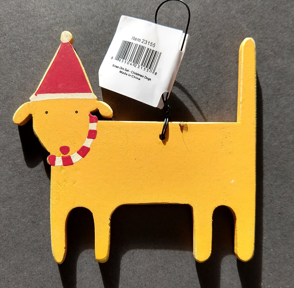NEW Ornament - Yellow Christmas Dog - 23155c