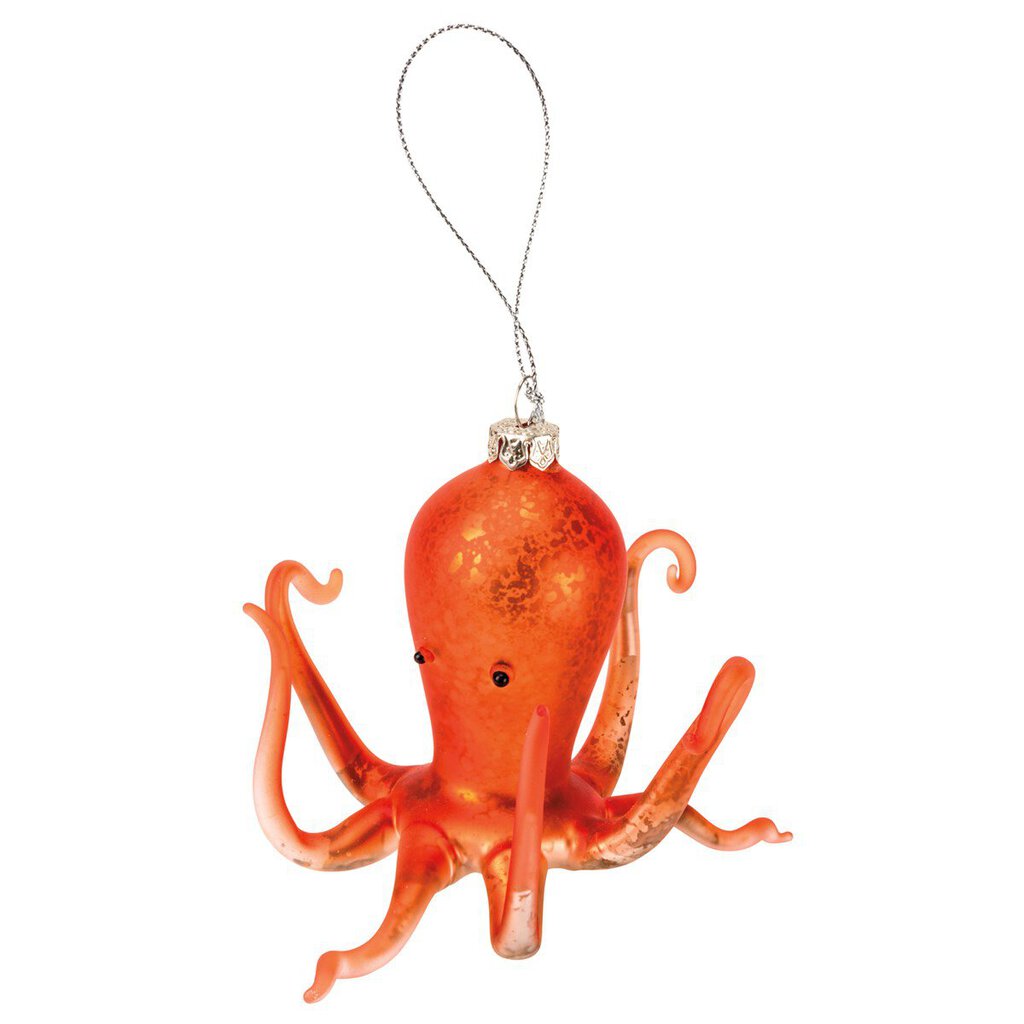 NEW Glass Ornament - Coral Octopus - 35376