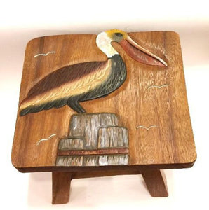 NEW Hand Carved and Painted Pelican Stool - STPEL-11