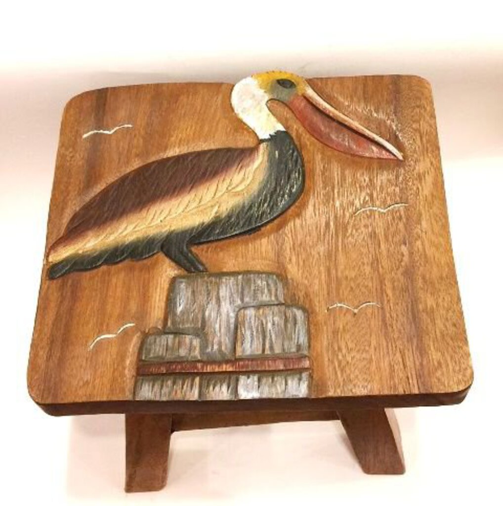 NEW Hand Carved and Painted Pelican Stool - STPEL-11