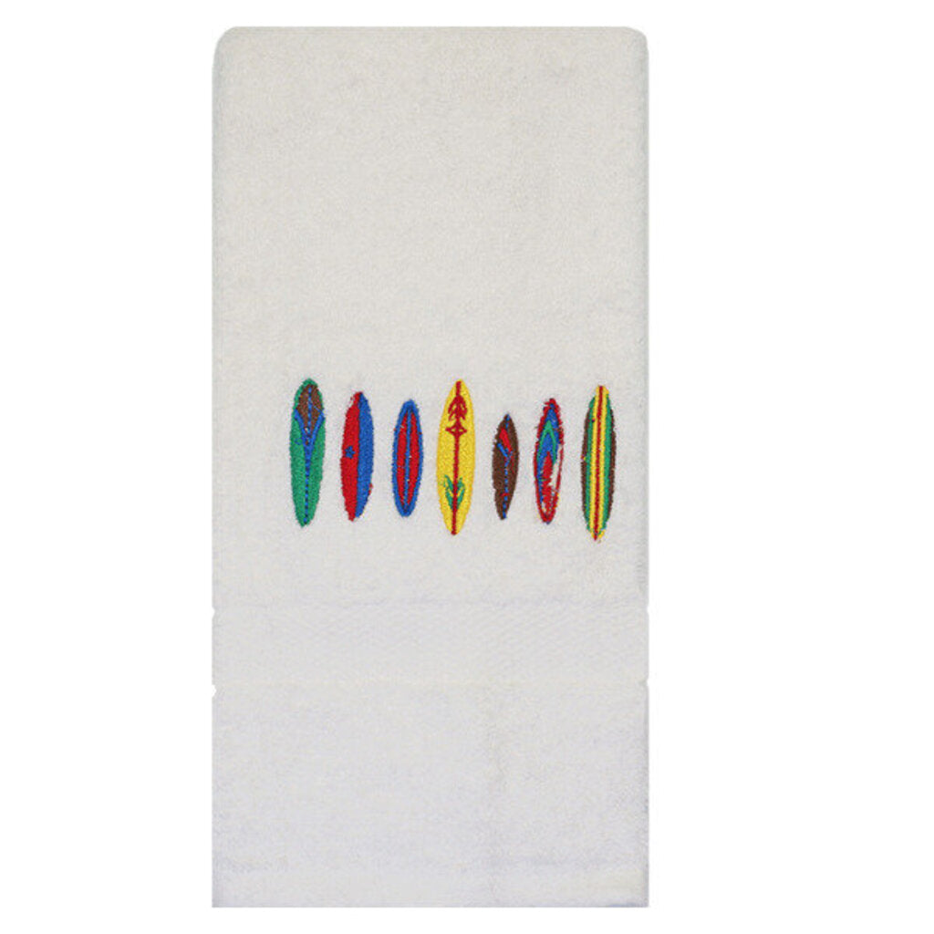NEW Embroidered Hand Towel - White - Surfboards