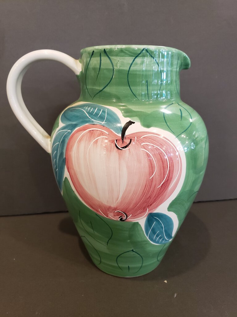 Pier 1 Hand Painted Apple Pattern Pitcher
