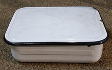 Load image into Gallery viewer, Vintage White Enamelware Refrigerator Box with Lid
