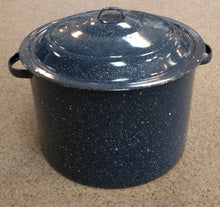 Load image into Gallery viewer, VINTAGE 14" Enamelware Stockpot with Lid - Dark Blue Speckled
