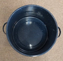 Load image into Gallery viewer, VINTAGE 14" Enamelware Stockpot with Lid - Dark Blue Speckled
