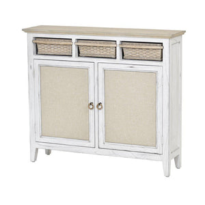 NEW Captiva Island Entry Cabinet with Baskets - Beach Sand & Weathered White