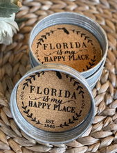 Load image into Gallery viewer, NEW 4-Pc Mason Jar Lid Coaster Stack - Florida is my Happy Place
