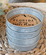 Load image into Gallery viewer, NEW 4-Pc Mason Jar Lid Coaster Stack - Florida is my Happy Place
