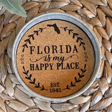 Load image into Gallery viewer, NEW 4-Pc Mason Jar Lid Coaster Stack - Florida is my Happy Place
