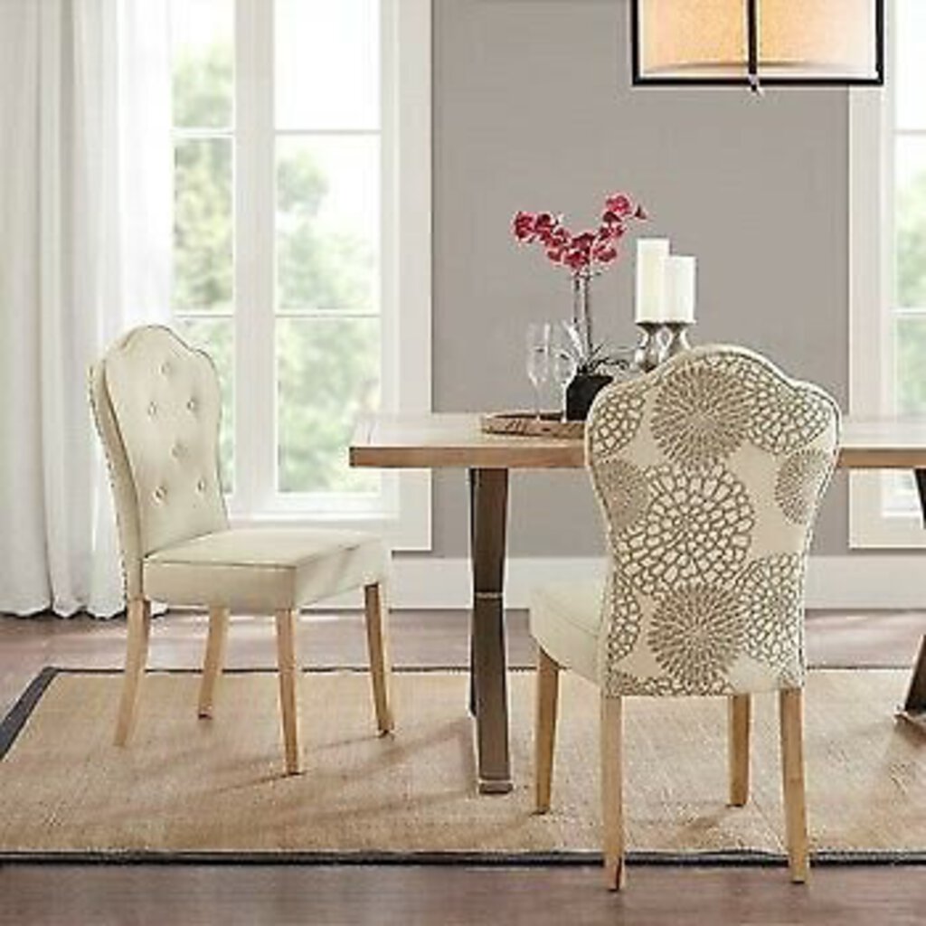 NEW Pair of Lisa Dining Chairs - Beige Multi