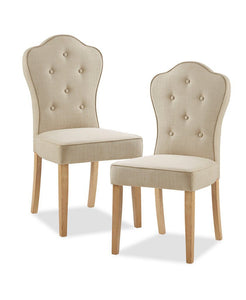 NEW Pair of Lisa Dining Chairs - Beige Multi