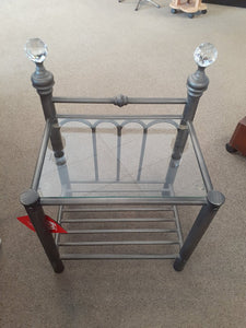 NEW Glass & Metal Two Tier Accent Table