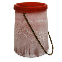 Load image into Gallery viewer, NEW Frosted Red Glass Candle Holder w/Handle - 668038
