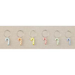 NEW Set of 6 Candy Cane Wine Charms - 655091