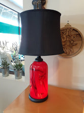 Load image into Gallery viewer, NEW 24&quot; Red Glass 3 Way Table Lamp w/ Shade (Crack at Base)
