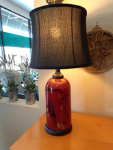 Load image into Gallery viewer, NEW 24&quot; Red Glass 3 Way Table Lamp w/ Shade (Crack at Base)
