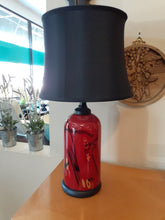 Load image into Gallery viewer, NEW 24&quot; Red Glass 3 Way Table Lamp w/ Shade (Crack at Base)
