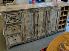 Load image into Gallery viewer, NEW Whitewashed Reclaimed Sideboard with Wine Rack s-rcw-018
