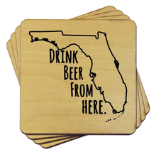 Load image into Gallery viewer, NEW 4-Pc Boxed SET - Drink Beer From Here Coasters - Florida
