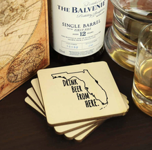 Load image into Gallery viewer, NEW 4-Pc Boxed SET - Drink Beer From Here Coasters - Florida
