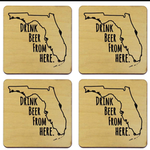 Load image into Gallery viewer, NEW 4-Pc Boxed SET - Drink Beer From Here Coasters - Florida
