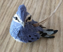 Load image into Gallery viewer, NEW Sisal Bird Ornament - Blue, Tail Feathers to Right
